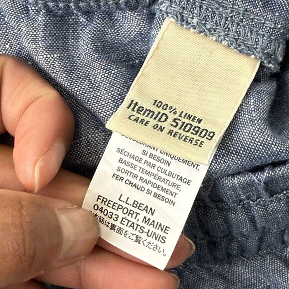 LL Bean 100% Linen Pull On Pants Size 20W Wide Leg Blue Travel Coastal Beachy - Picture 9 of 10